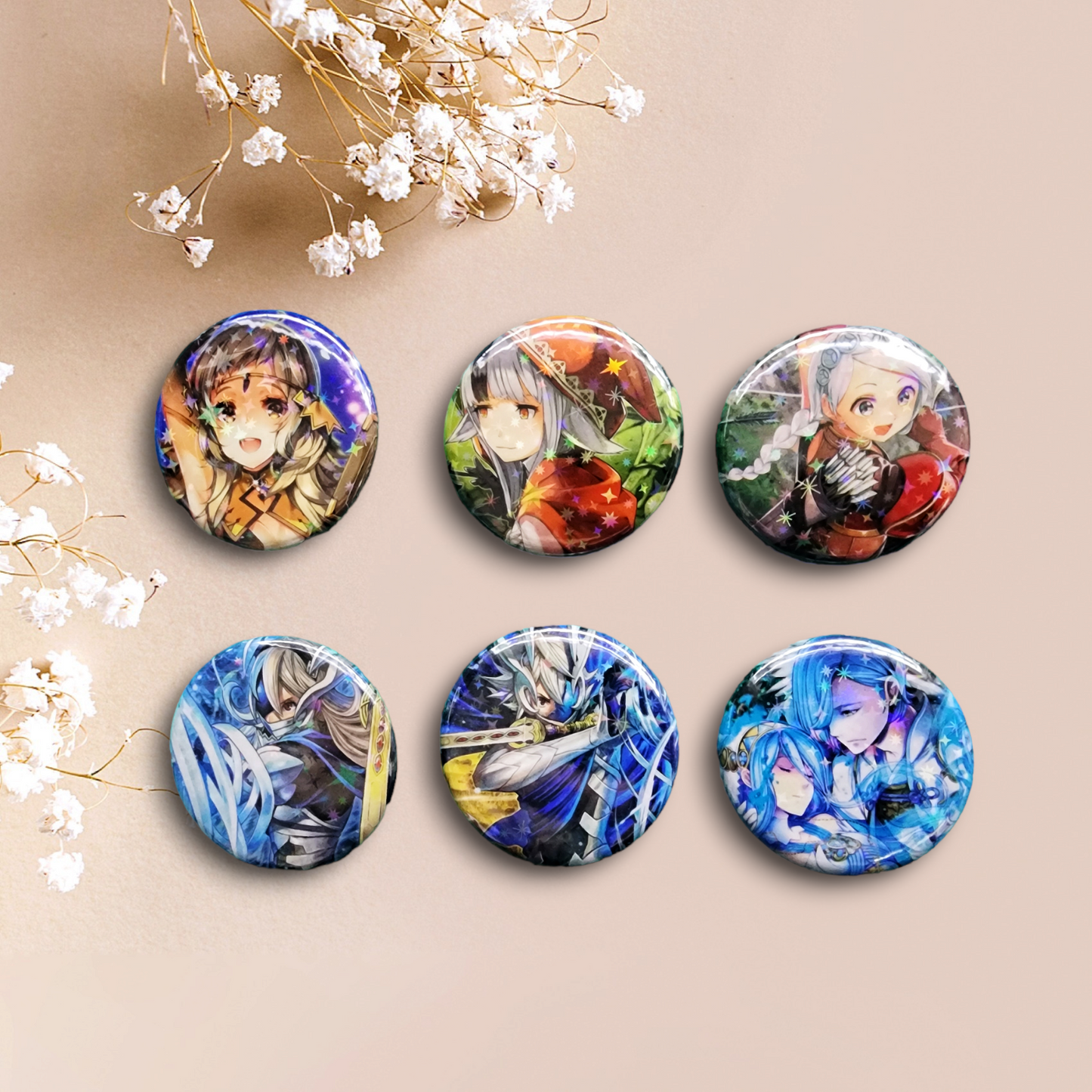 6 Random TCG Inspired Fire Emblem 1.25" Buttons