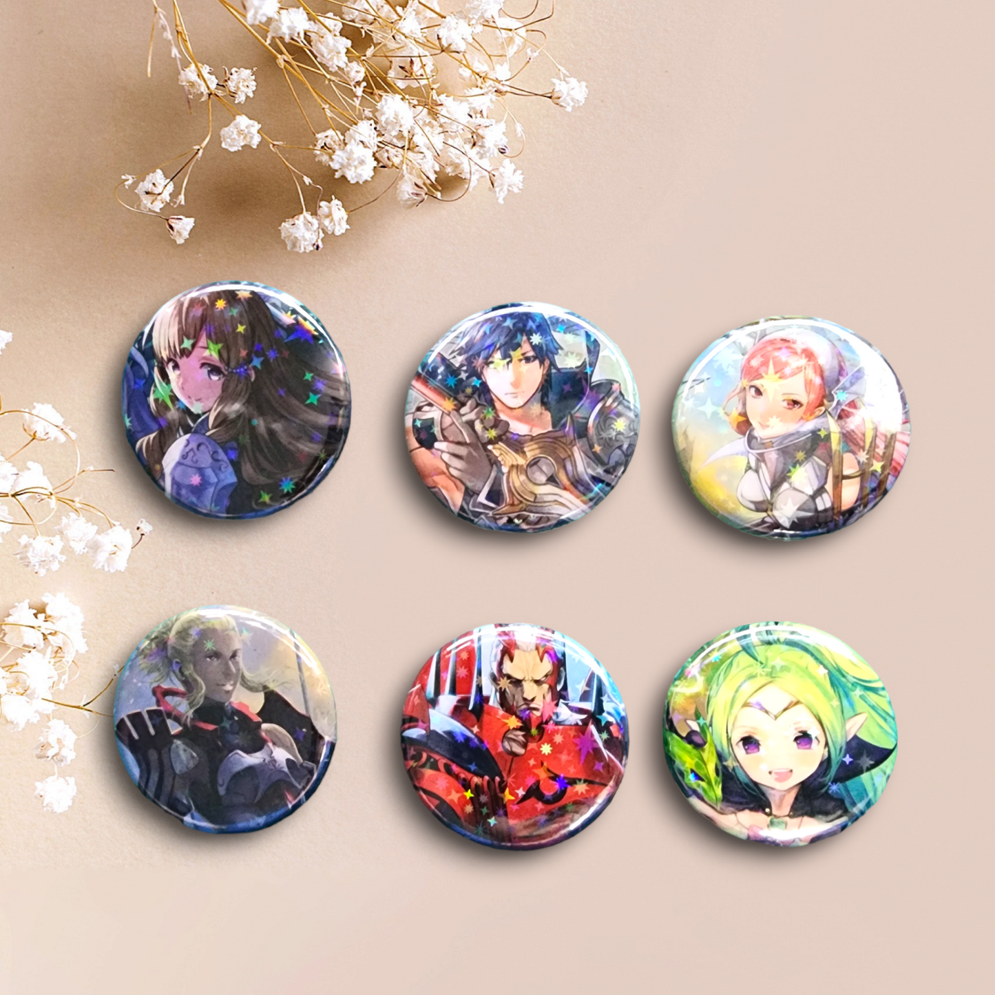 6 Random TCG Inspired Fire Emblem 1.25" Buttons