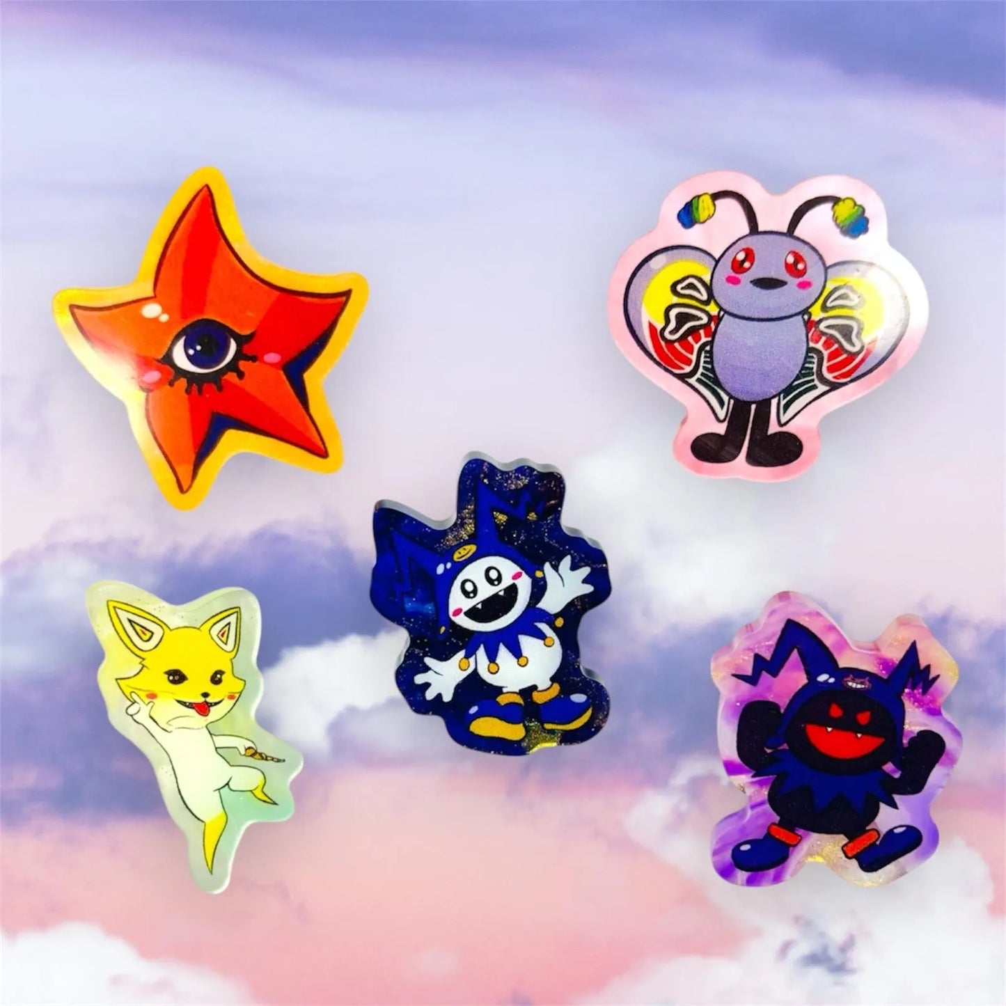 SMT Pins: Jack Frost Pyro Jack Black Frost Mothman Decarabia Chironnupu