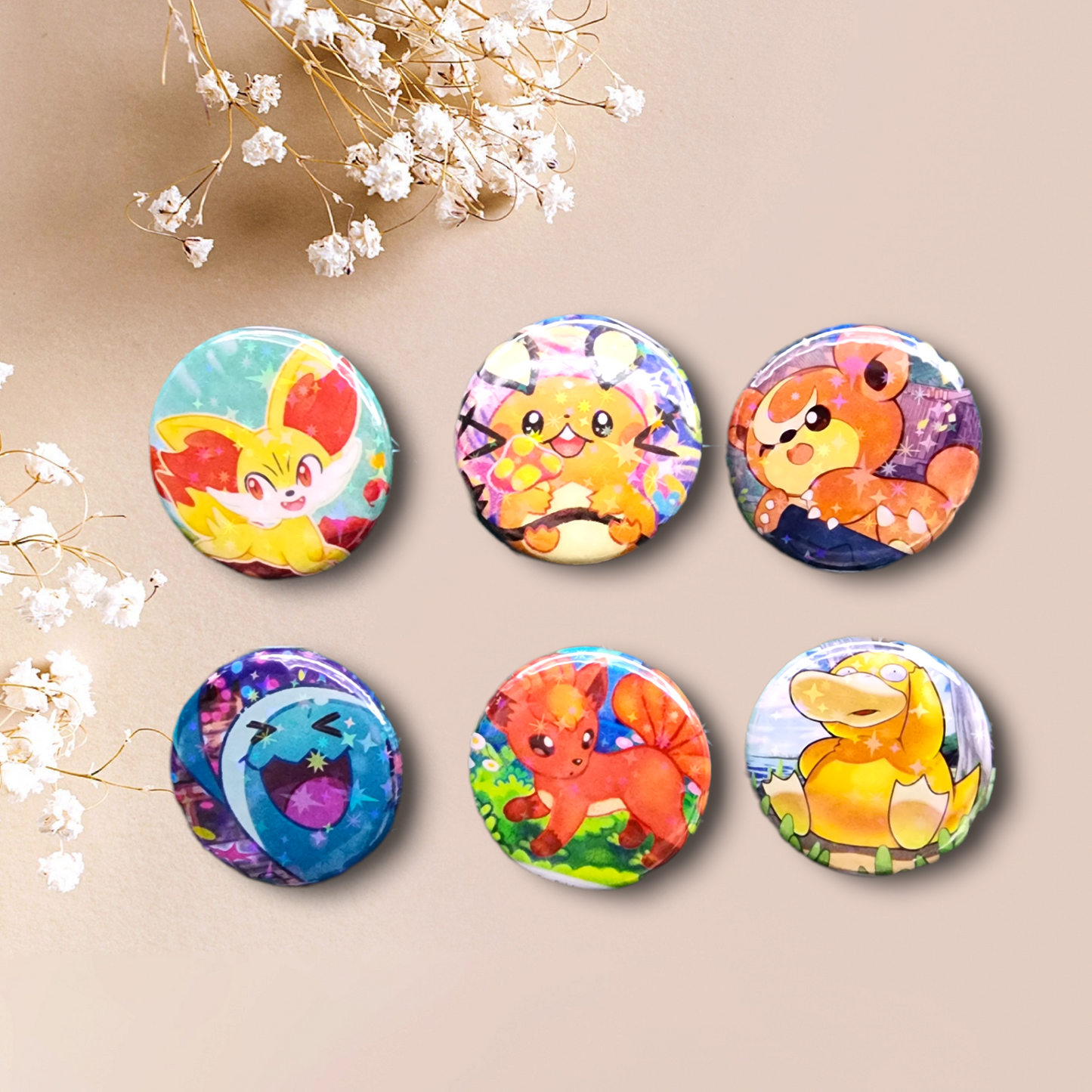 6 Random TCG Inspired PKMN 1.25" Buttons